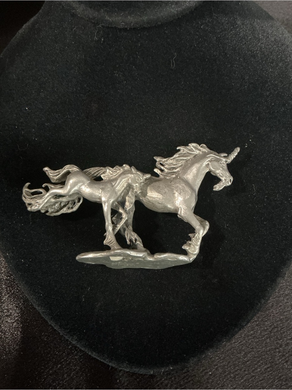 Vintage Pewter Unicorn Horse Sculpture